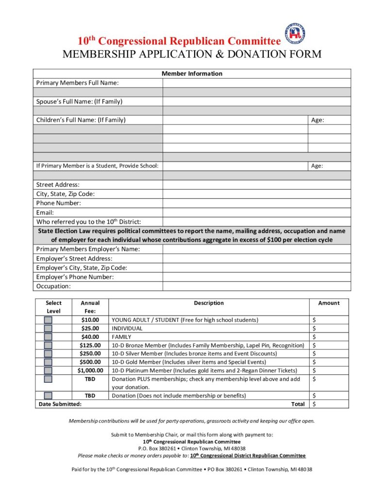 10D Membership~Donation Form 052325